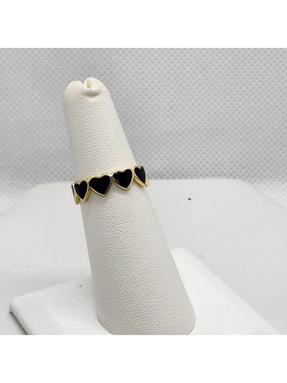 Brand New Sterling Silver 925 Multi Black Hearts Band